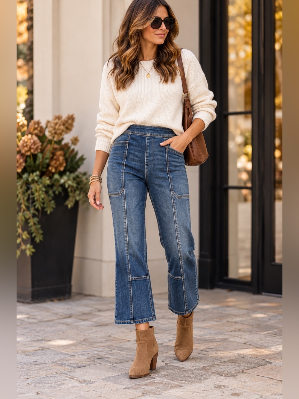 Pilcro and the Letterpress Anthropologie Cropped Bootcut Jeans Side Zip 26